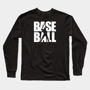 baseball player text masking white Long Sleeve T-Shirt